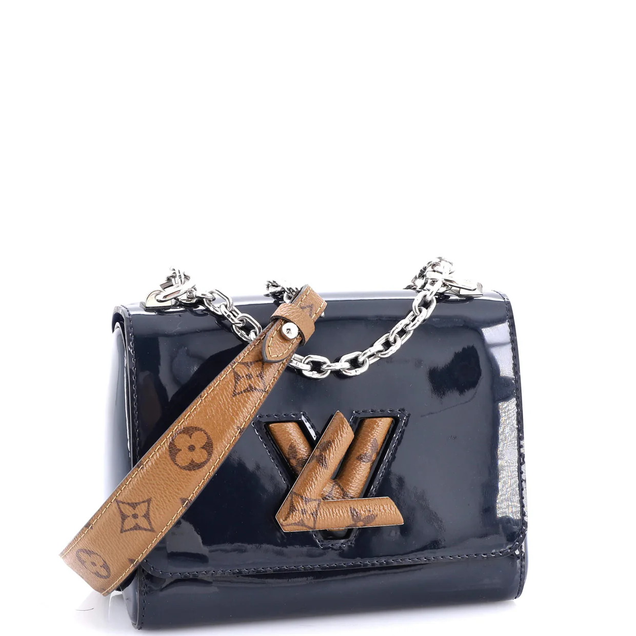 Twist Handbag Vernis with Monogram Canvas PM - Deep Luxury