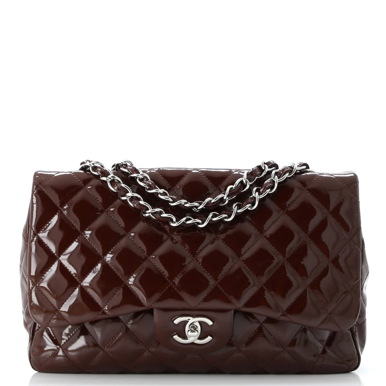 Classic Double Flap Bag Quilted Patent Jumbo - Deep Luxury