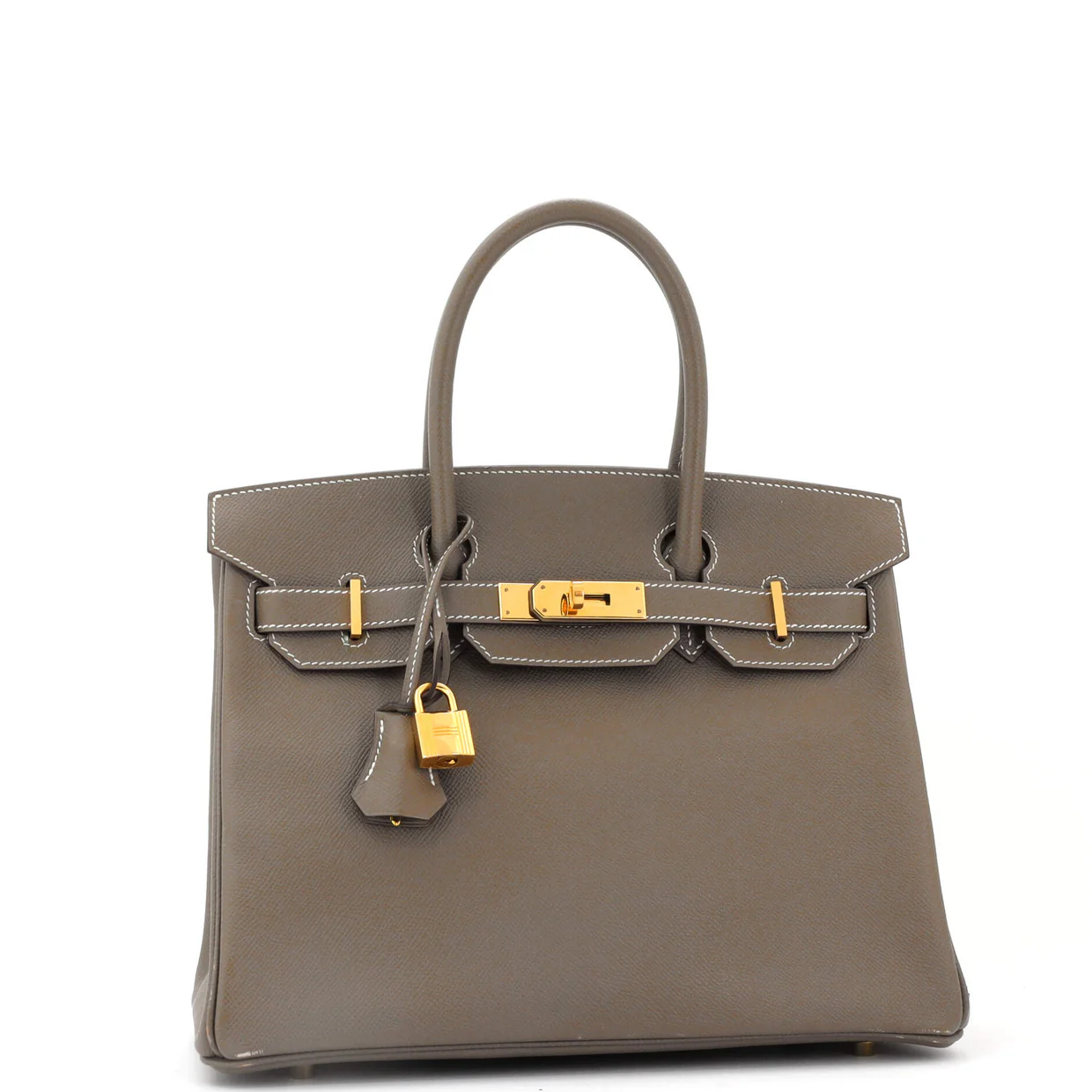 Birkin Handbag Grey Epsom with Gold Hardware 30 - Deep Luxury