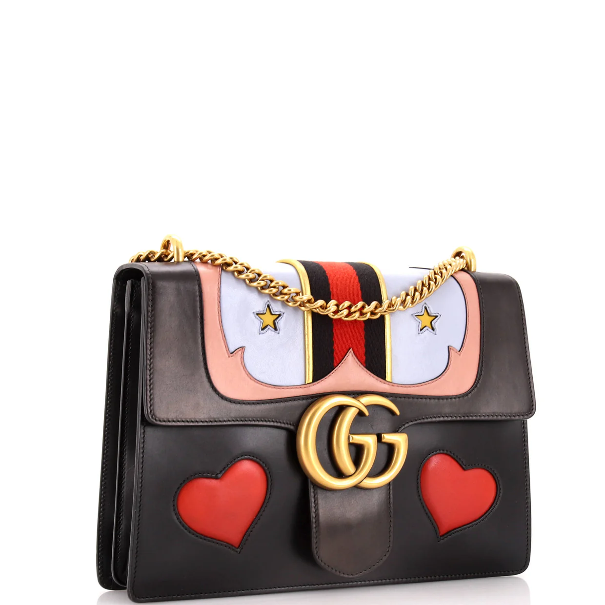 Web Heart GG Marmont Chain Shoulder Bag Leather Medium - Deep Luxury