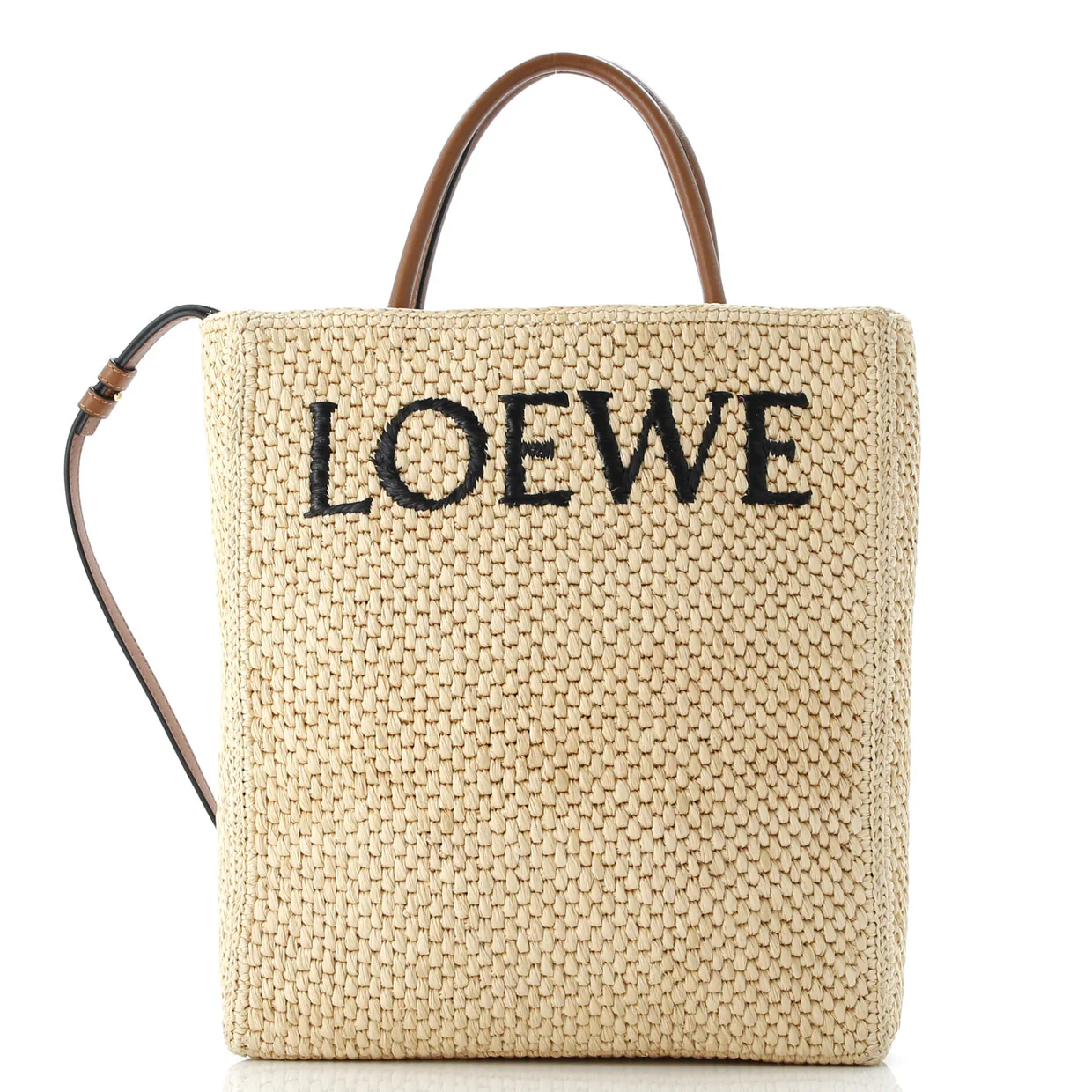 A4 Tote Raffia and Leather North South - Deep Luxury