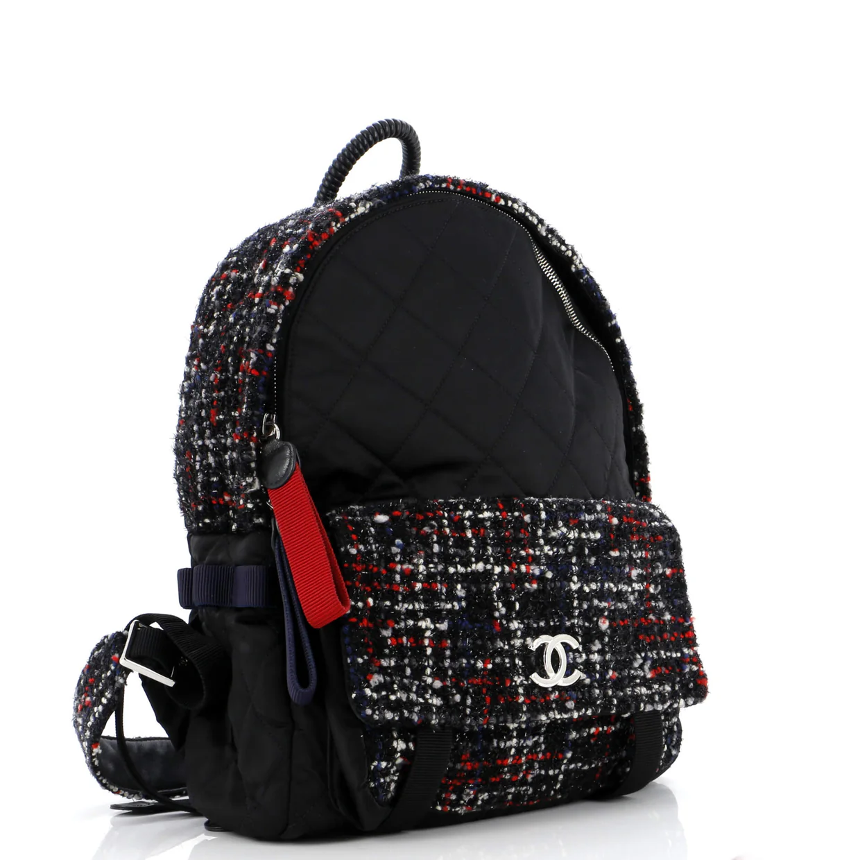 Astronaut Essentials Backpack Quilted Nylon with Tweed Medium - Deep Luxury