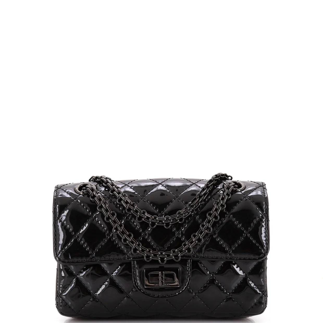 So Black Reissue 2.55 Flap Bag Quilted Patent Mini - Deep Luxury
