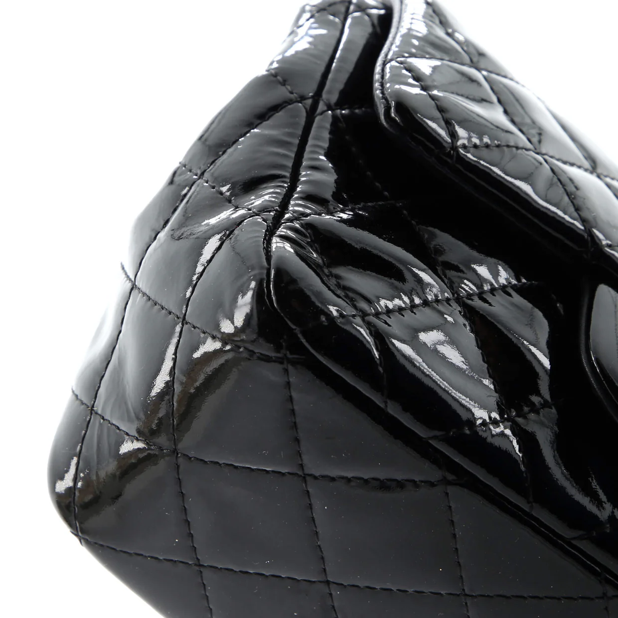 Square Classic Single Flap Bag Quilted Patent Mini - Deep Luxury