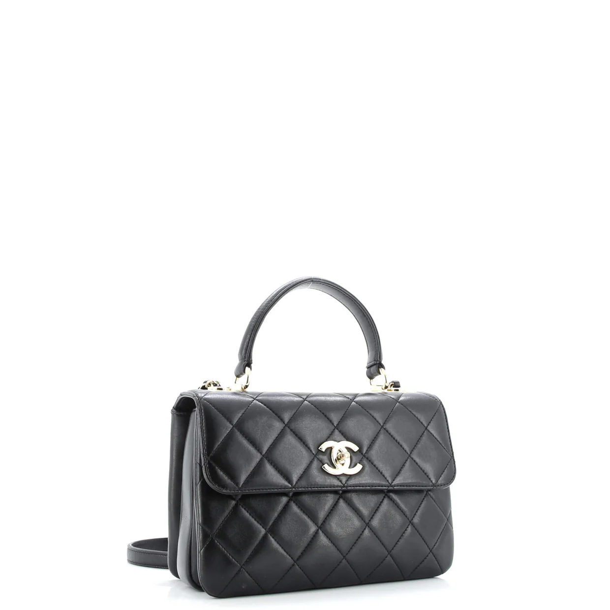 Trendy CC Top Handle Bag Quilted Lambskin Small - Deep Luxury