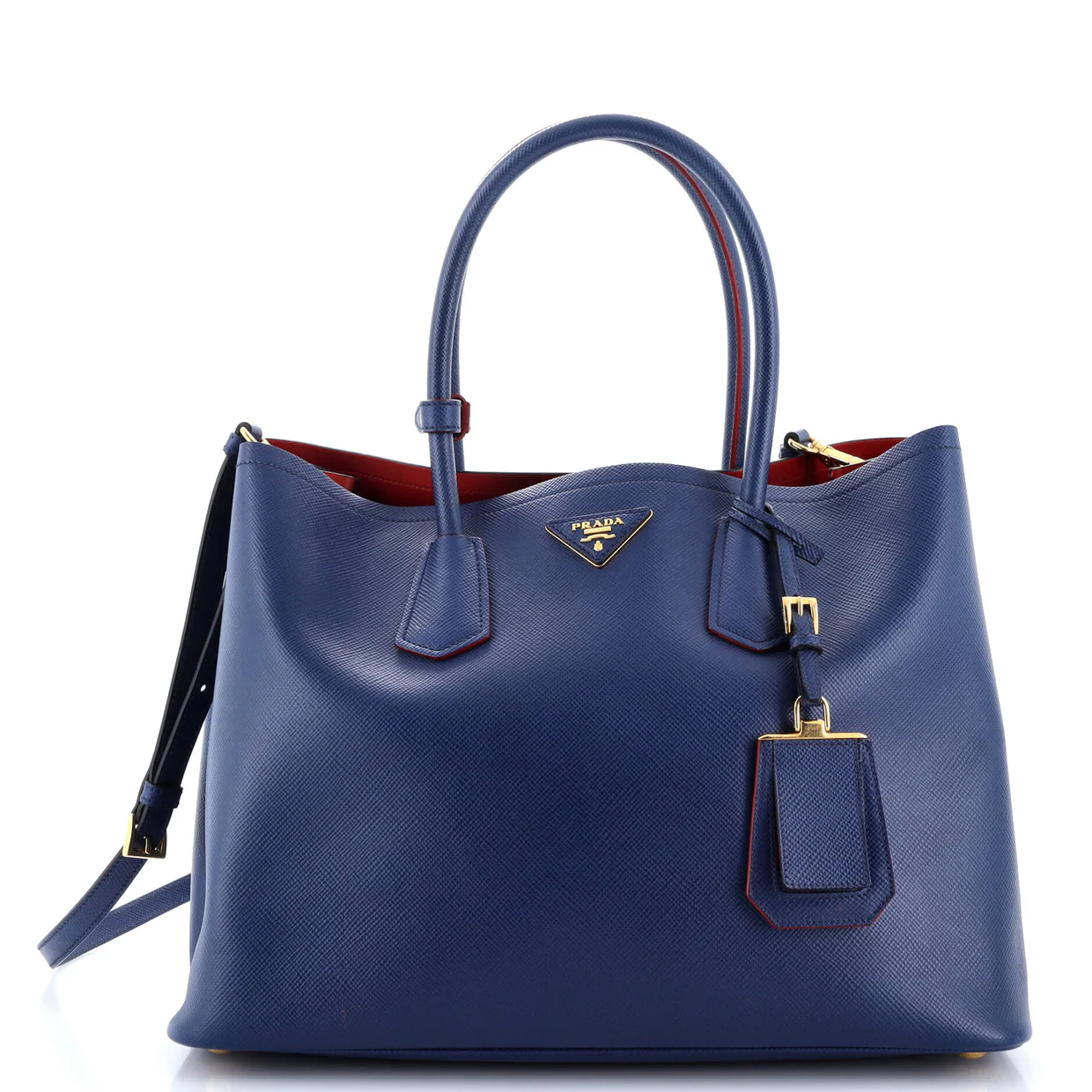 Cuir Double Tote Saffiano Leather Medium - Deep Luxury