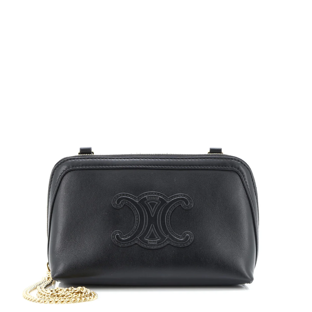 Cuir Triomphe Zip Around Chain Clutch Leather - Deep Luxury