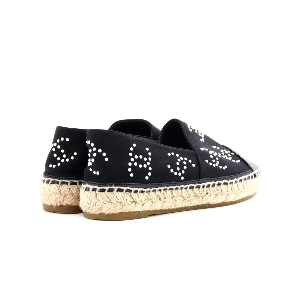Women's CC Cap Toe Espadrilles Jersey with Patent and Faux Pearls - Deep Luxury