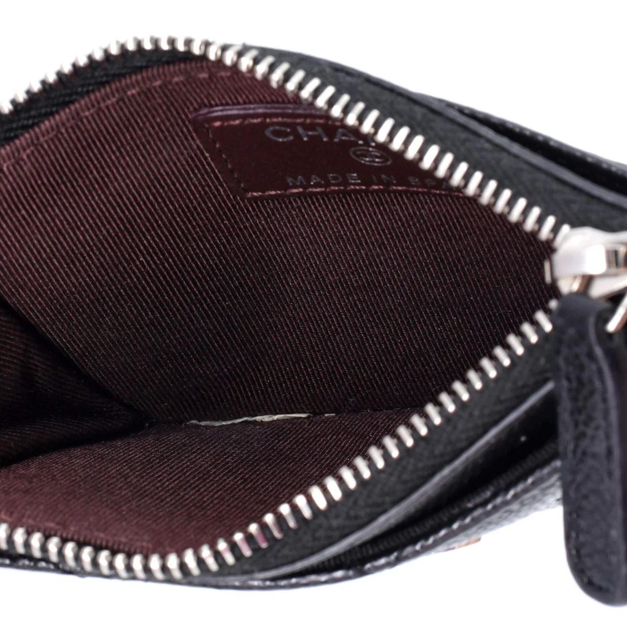CC Zip Card Holder Quilted Caviar - Deep Luxury