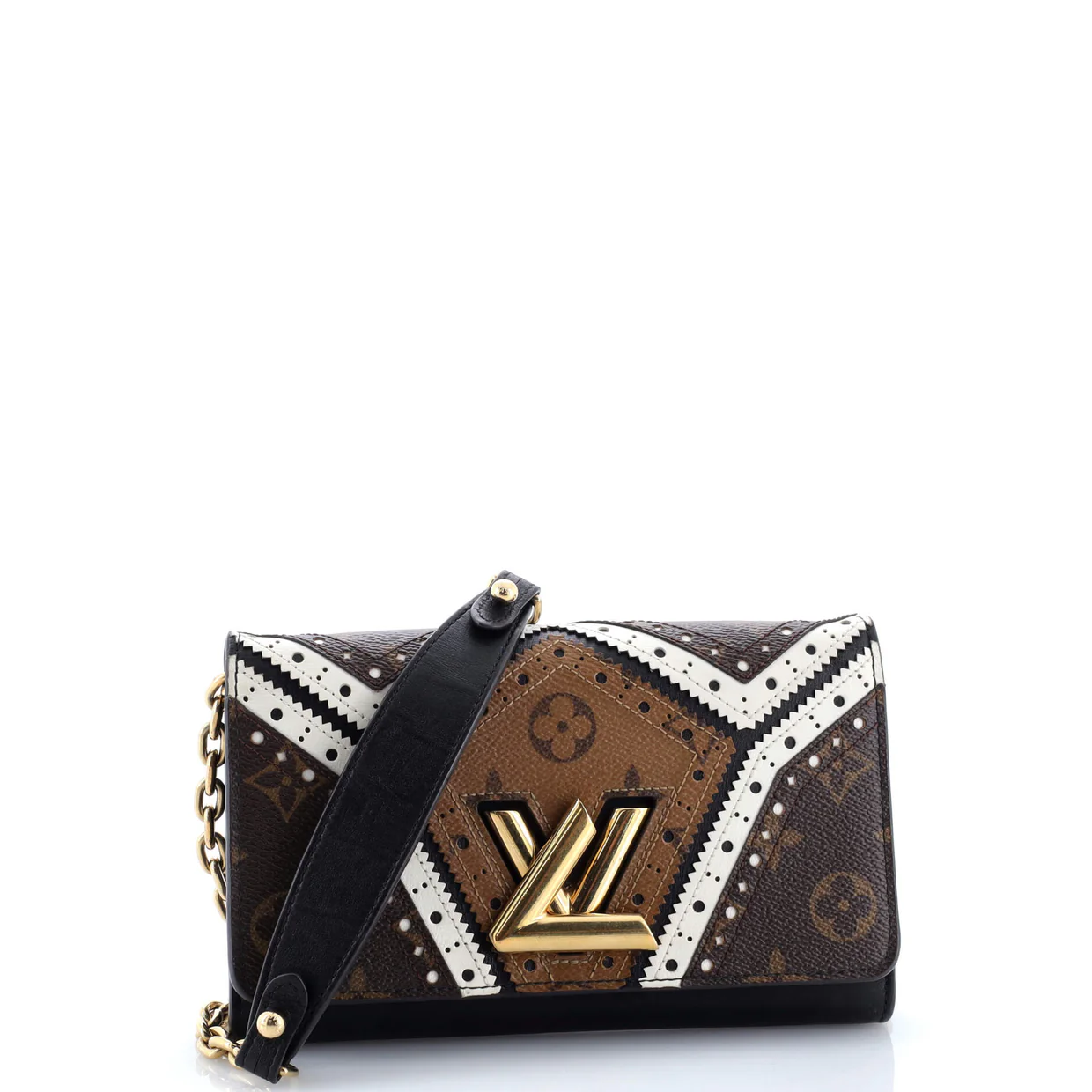 Twist Chain Wallet Limited Edition Brogue Reverse Monogram Canvas and Leather - Deep Luxury