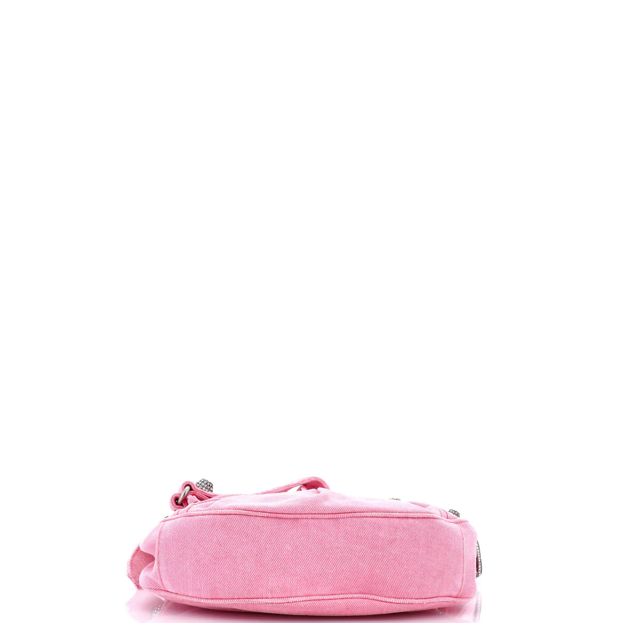 Le Cagole Giant Studs Shoulder Bag Denim with Crystals XS - Deep Luxury