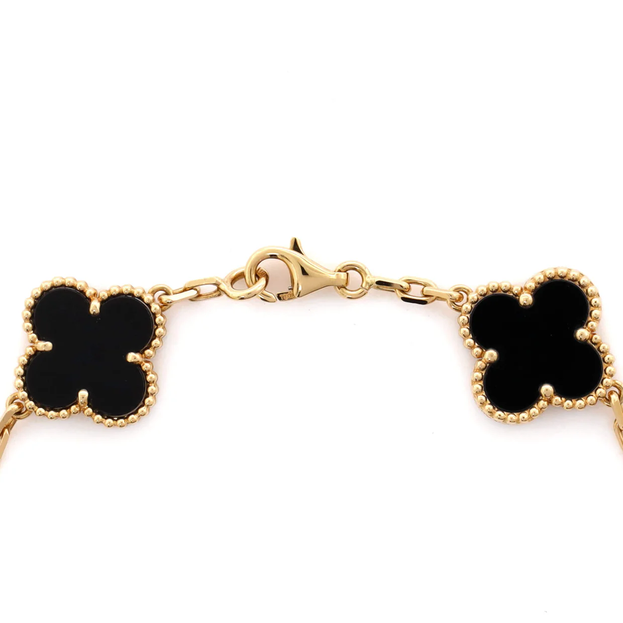 Vintage Alhambra 5 Motifs Bracelet 18K Yellow Gold and Onyx - Deep Luxury