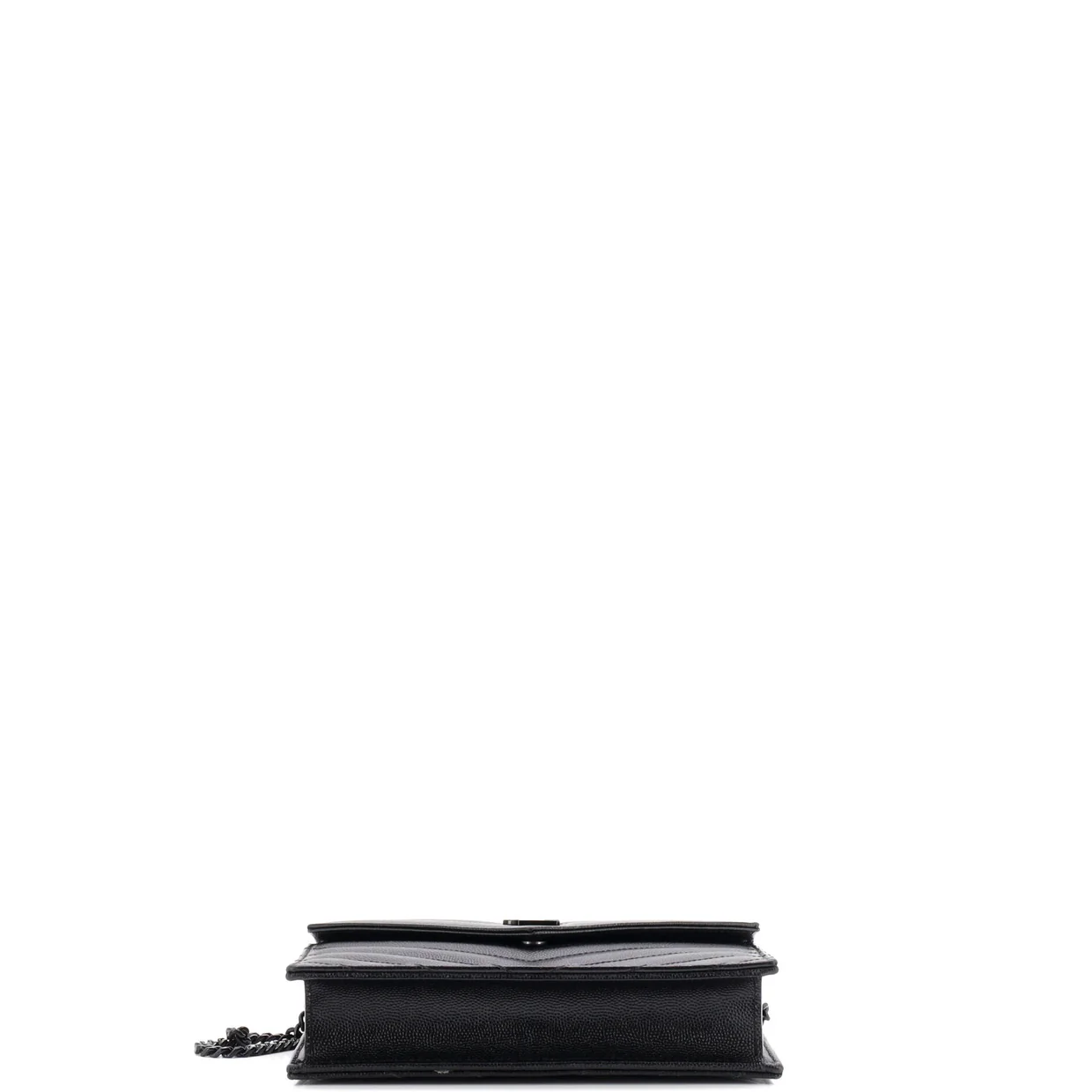 Classic Monogram Wallet on Chain Matelasse Chevron Leather Small - Deep Luxury