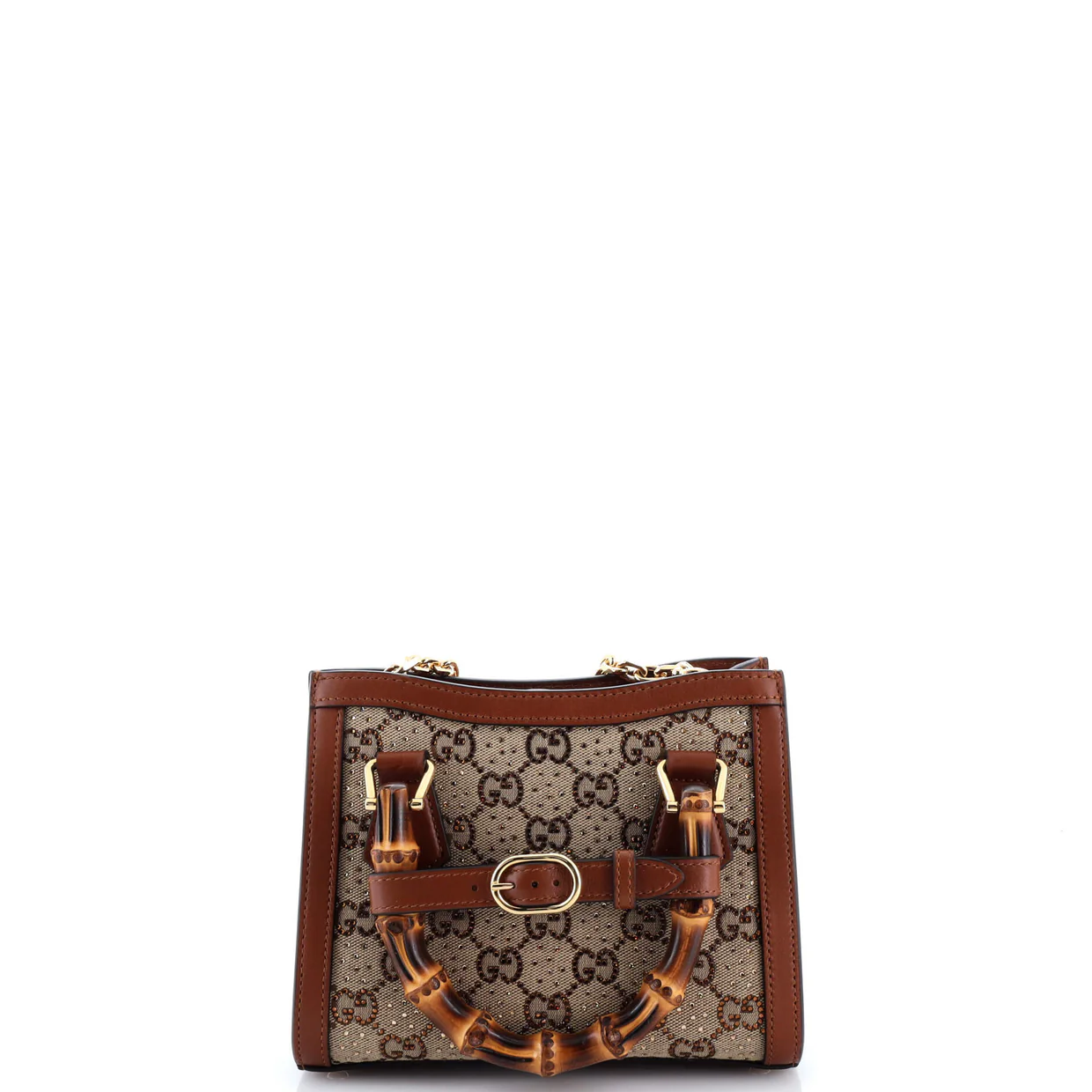 Diana NM Bamboo Handle Tote Crystal Embellished GG Canvas Mini - Deep Luxury