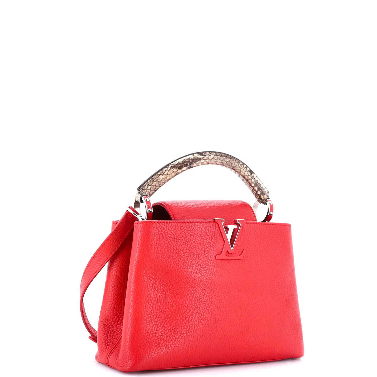 Capucines Bag Leather with Snakeskin BB - Deep Luxury