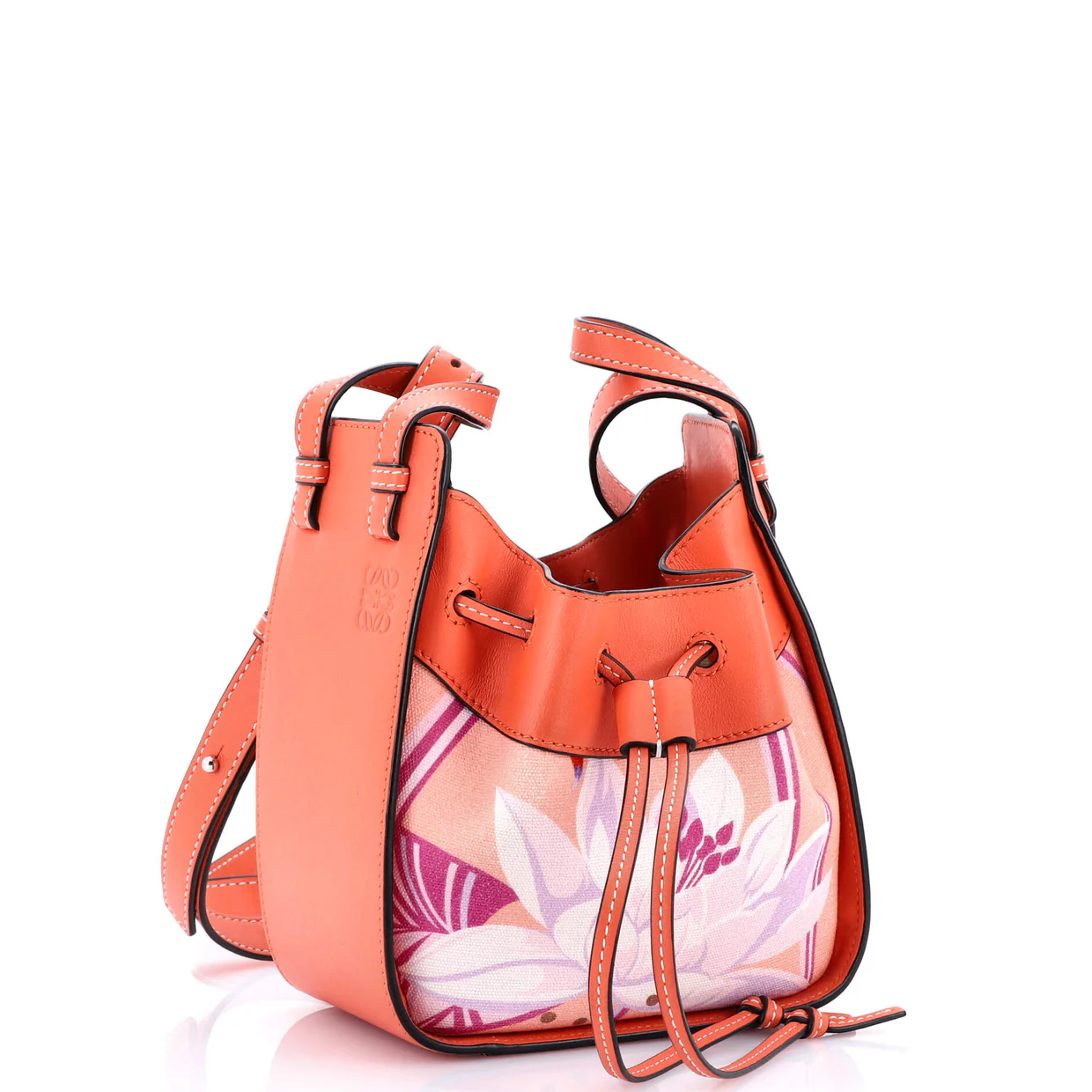 Hammock Bag Leather and Printed Canvas Mini - Deep Luxury