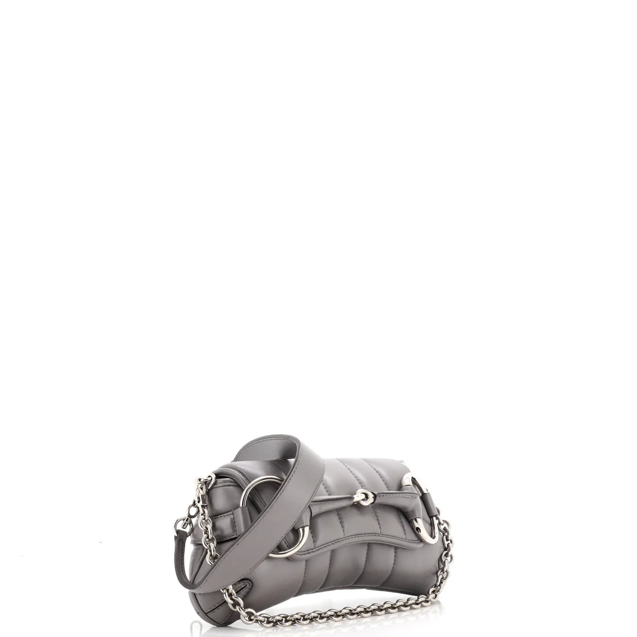 Horsebit Chain Shoulder Bag Vertical Quilted Leather Small - Deep Luxury