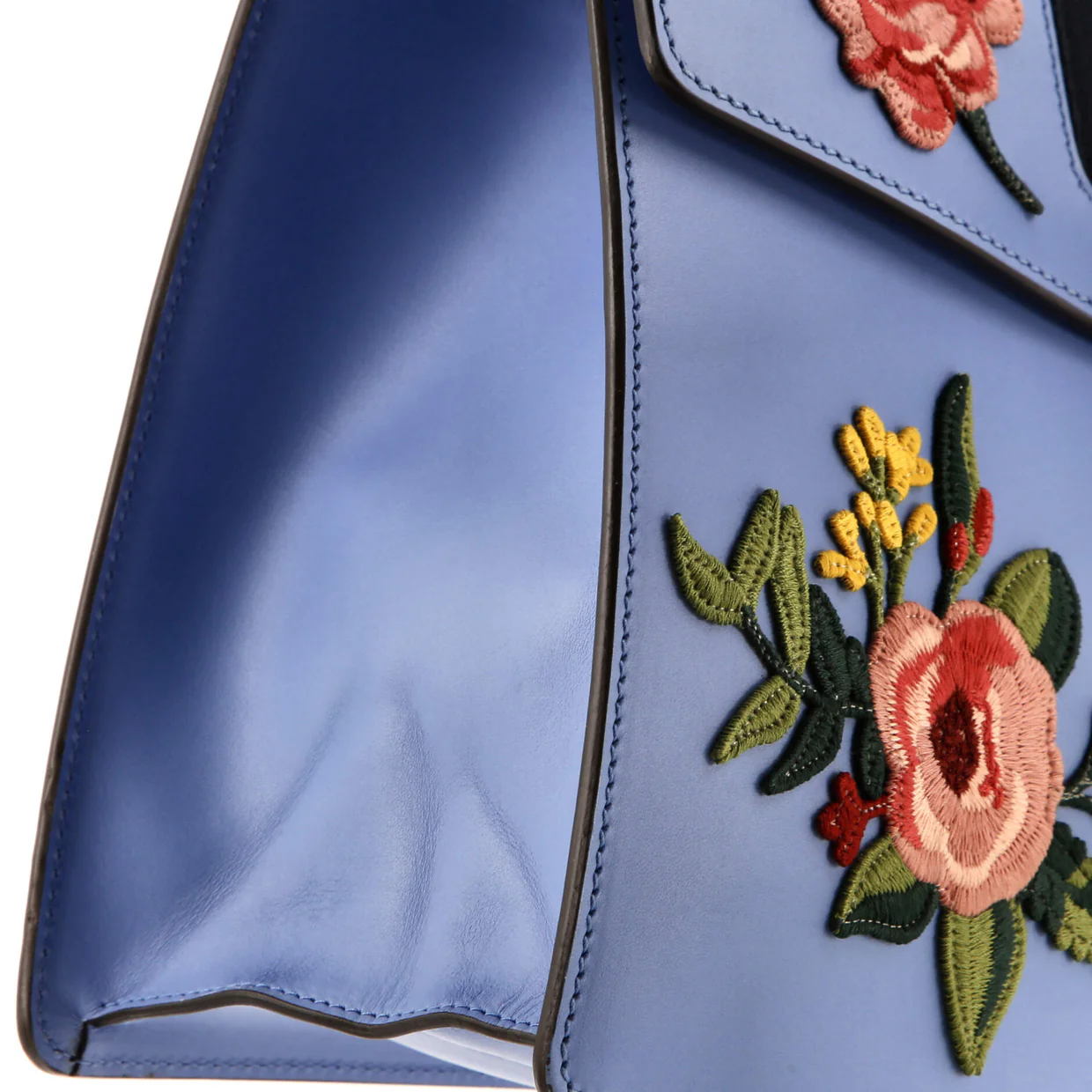 Sylvie Top Handle Bag Embroidered Leather Medium - Deep Luxury