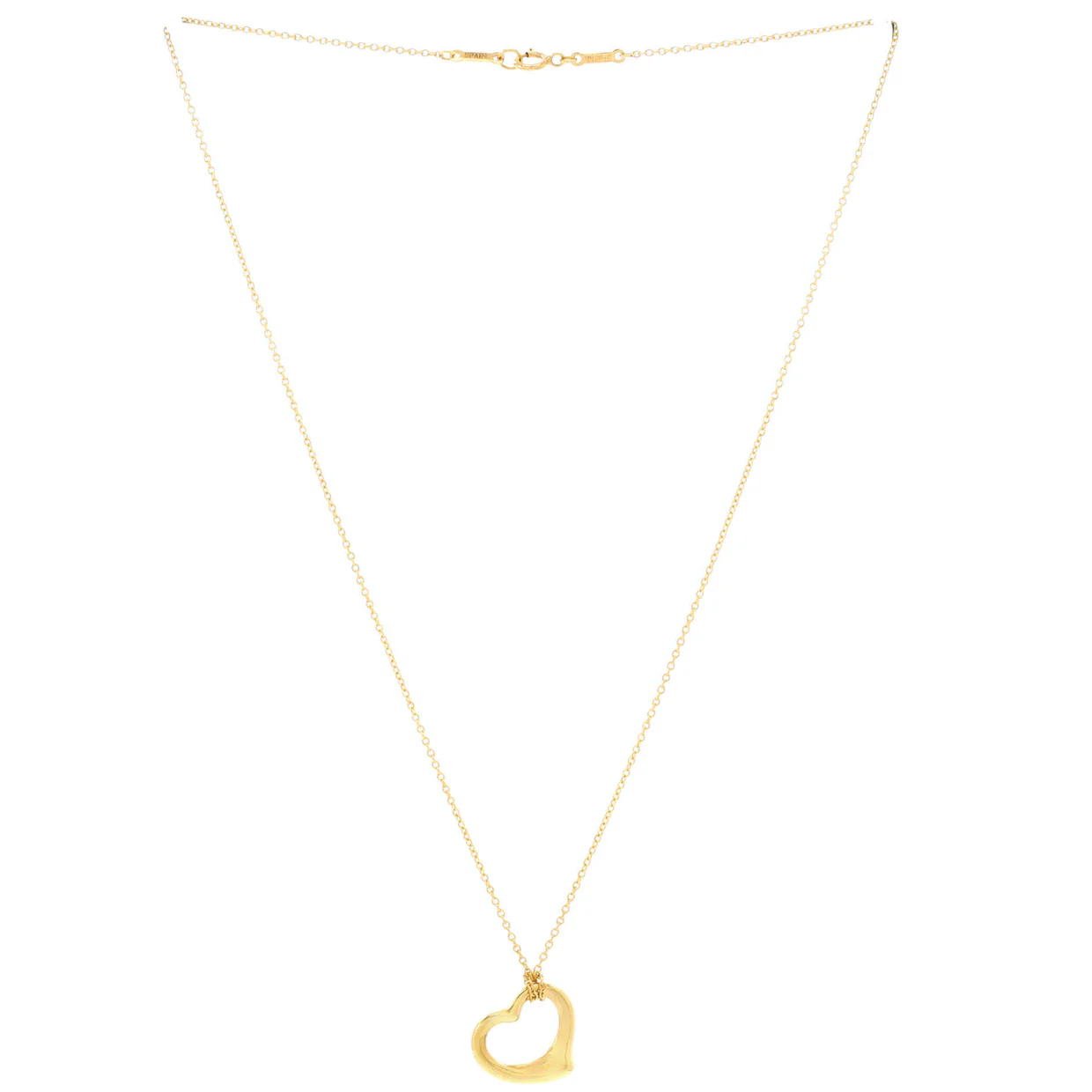 Elsa Peretti Open Heart Pendant Necklace 18K Yellow Gold 16mm - Deep Luxury