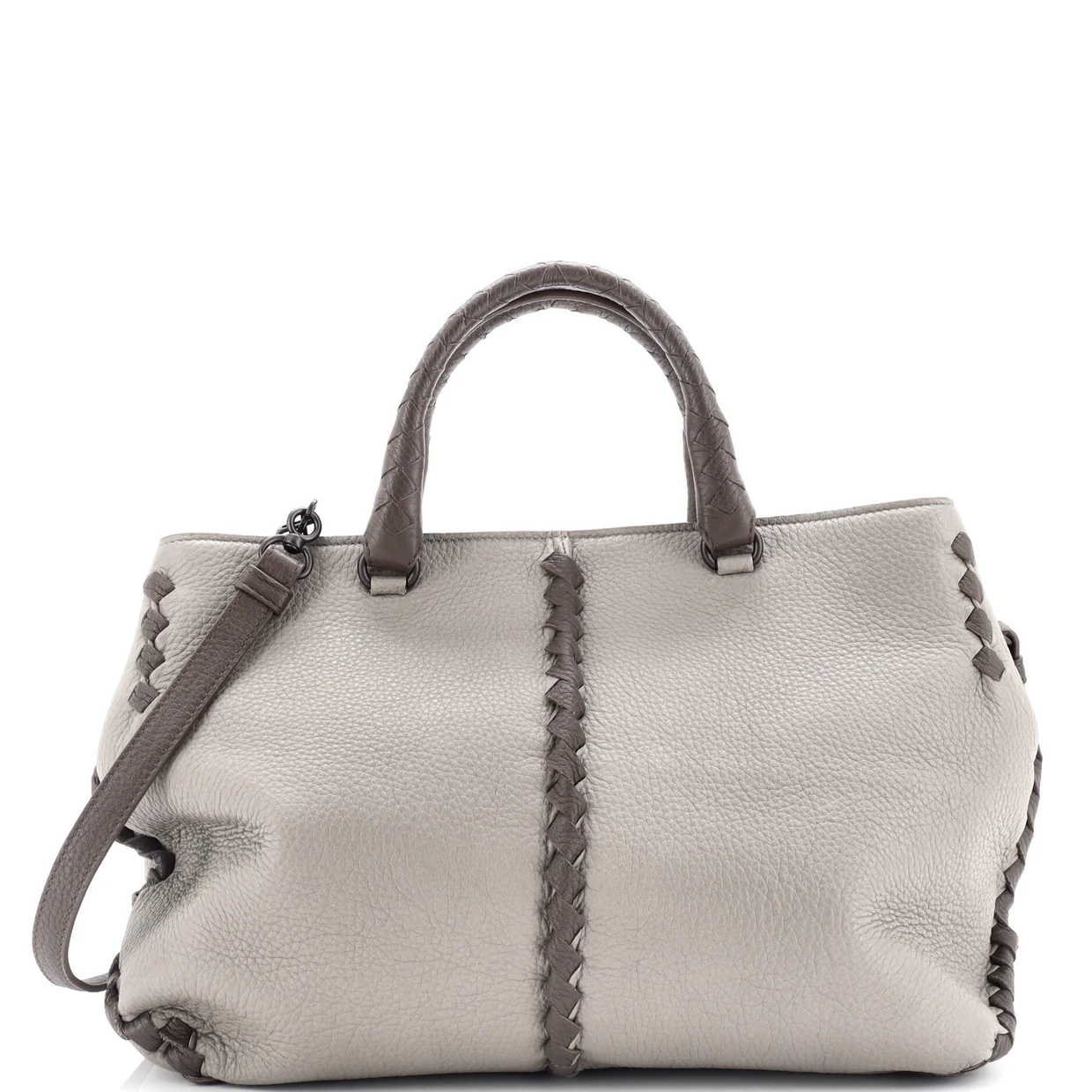 Convertible Tote Cervo with Intrecciato Detail Medium - Deep Luxury
