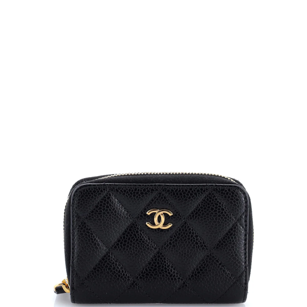 CC Zip Coin Purse Quilted Caviar Small - Deep Luxury