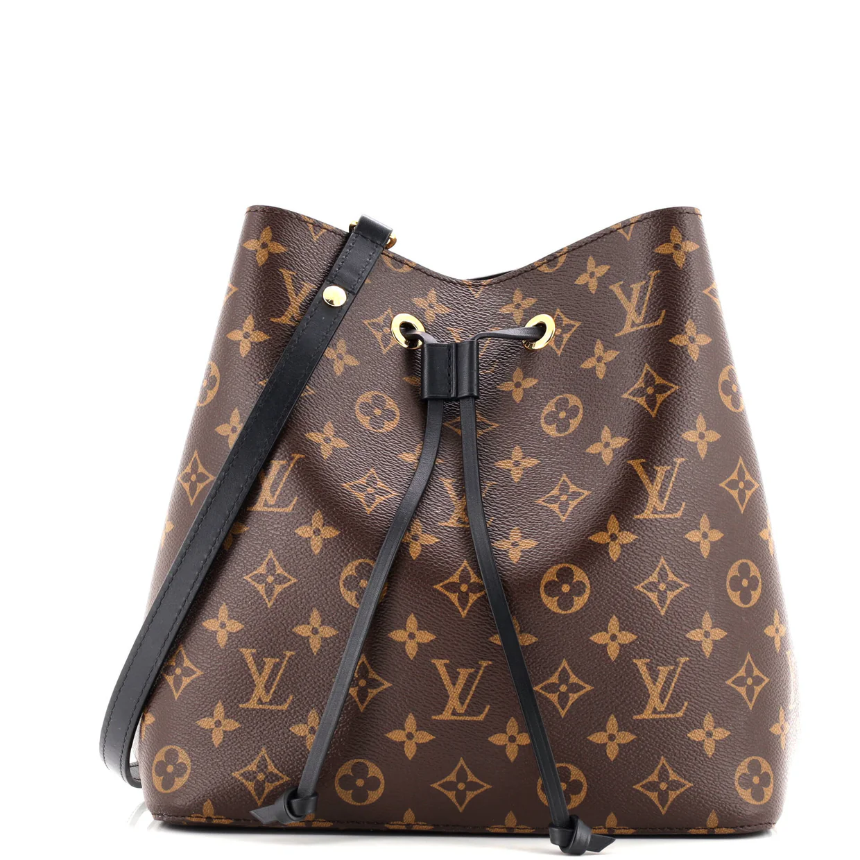 Braided Handle NeoNoe Handbag Monogram Canvas with Leather MM - Deep Luxury