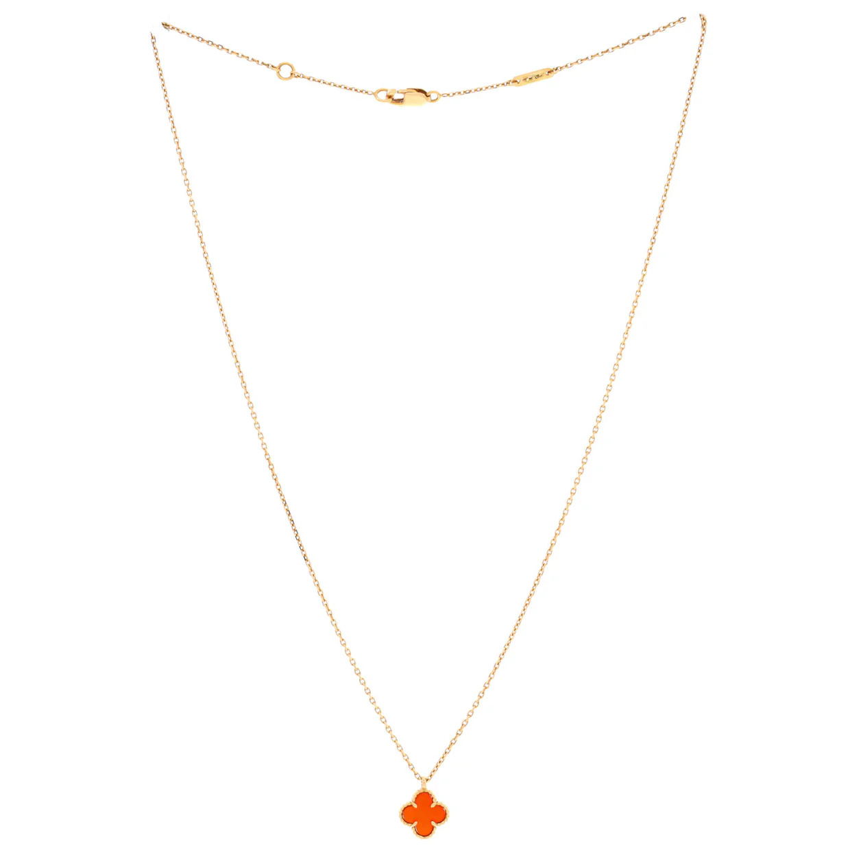 Sweet Alhambra Pendant Necklace 18K Rose Gold and Carnelian - Deep Luxury