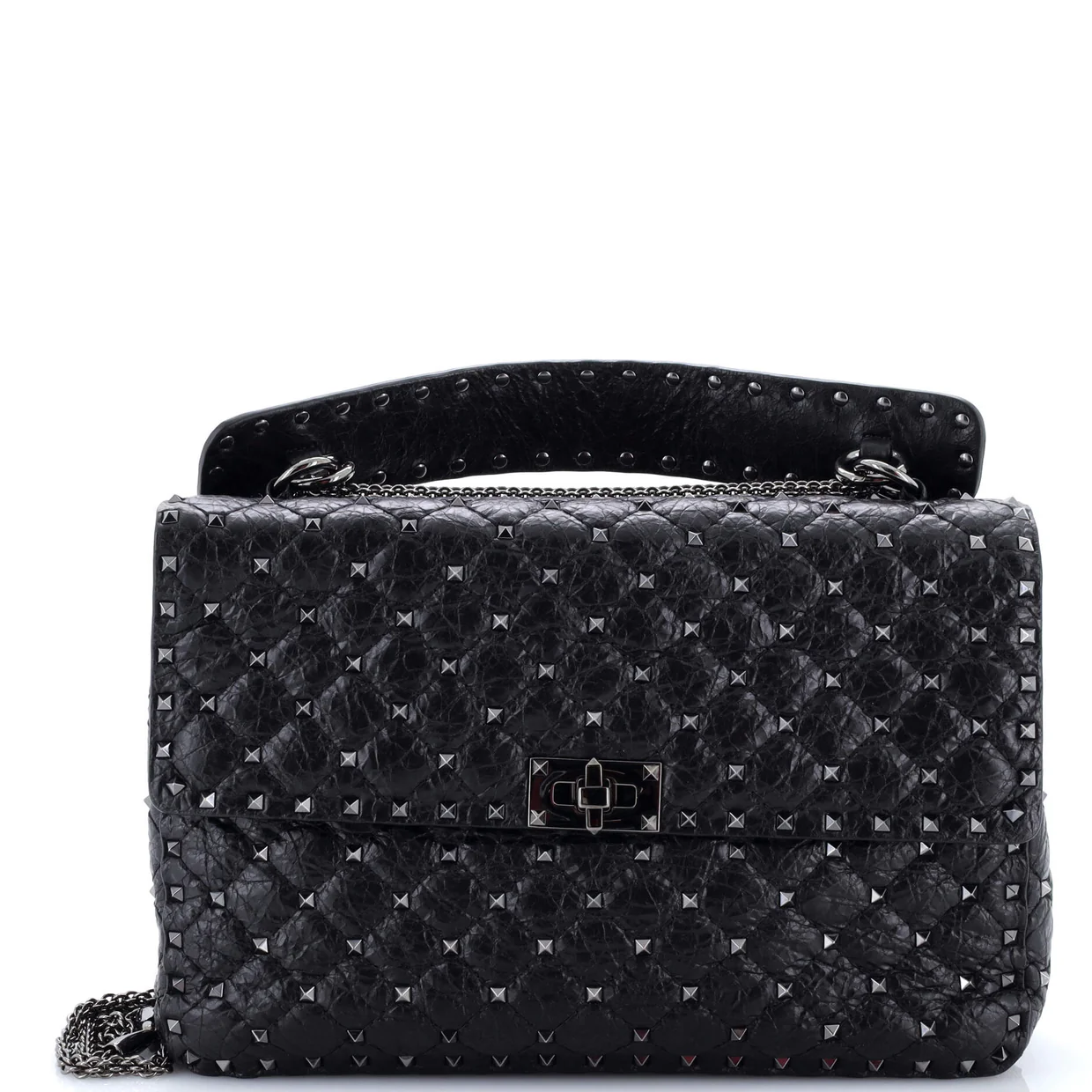 Rockstud Spike Flap Bag Quilted Leather Large - Deep Luxury
