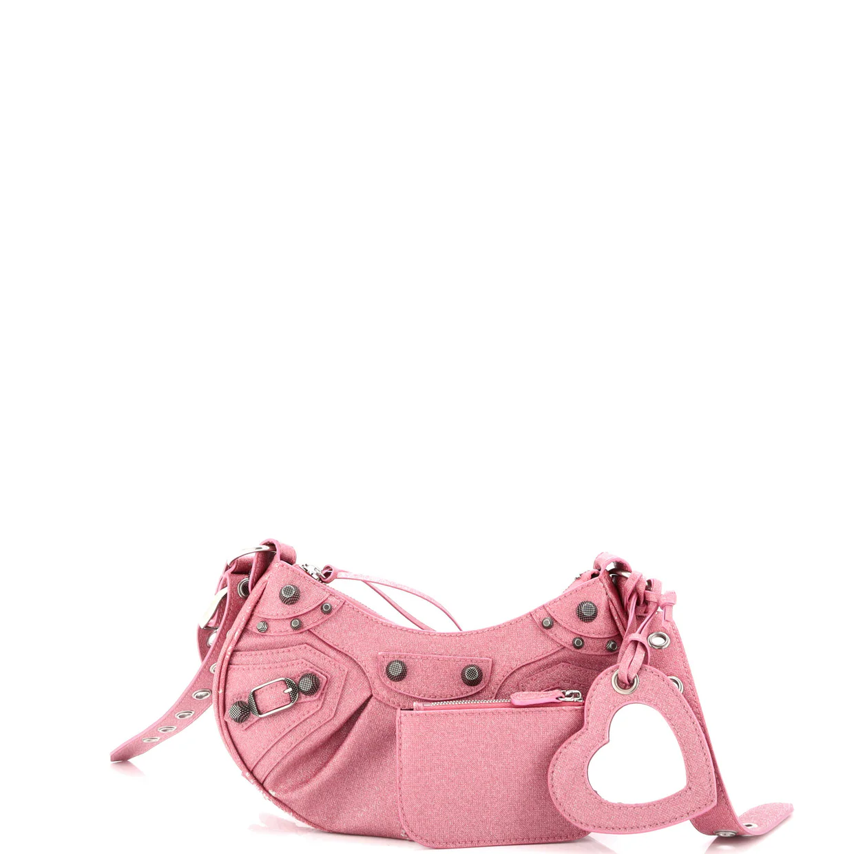 Le Cagole Giant Studs Shoulder Bag Glitter Leather XS - Deep Luxury