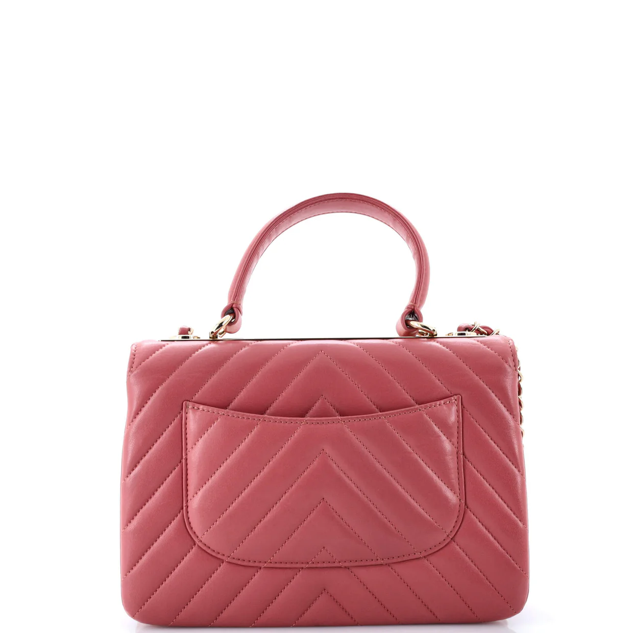 Trendy CC Top Handle Bag Chevron Lambskin Small - Deep Luxury