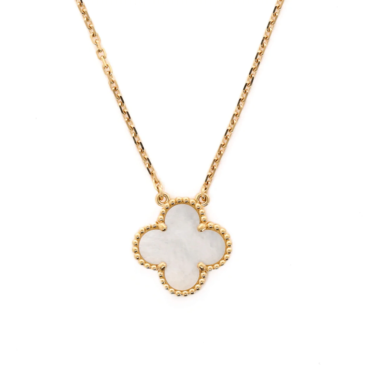 Vintage Alhambra Pendant Necklace 18K Yellow Gold and Mother of Pearl - Deep Luxury