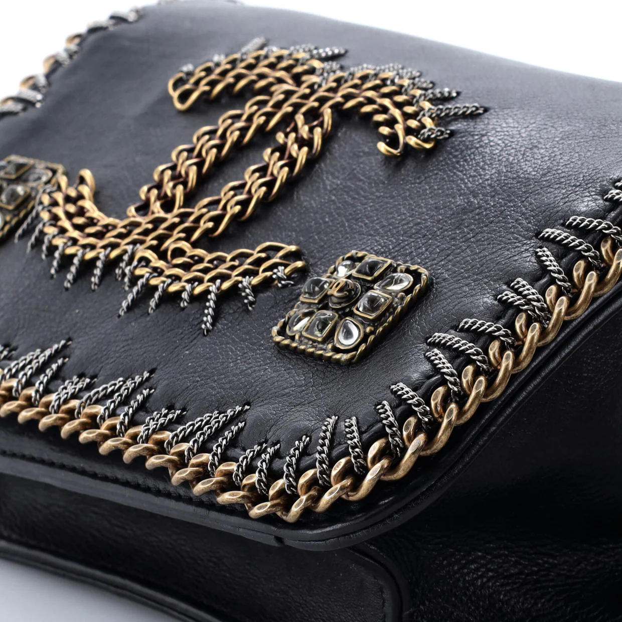 Paris-Byzance CC Flap Bag Embroidered Leather Mini - Deep Luxury