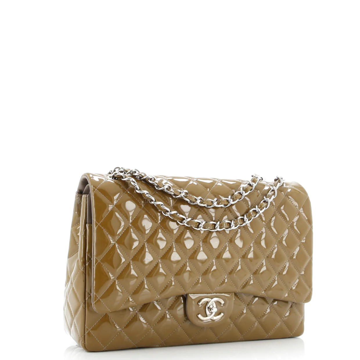 Classic Double Flap Bag Quilted Patent Jumbo - Deep Luxury
