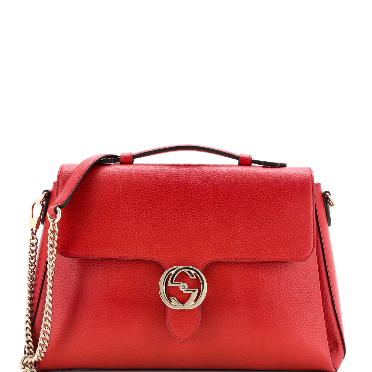 Interlocking Top Handle Bag Leather Medium - Deep Luxury