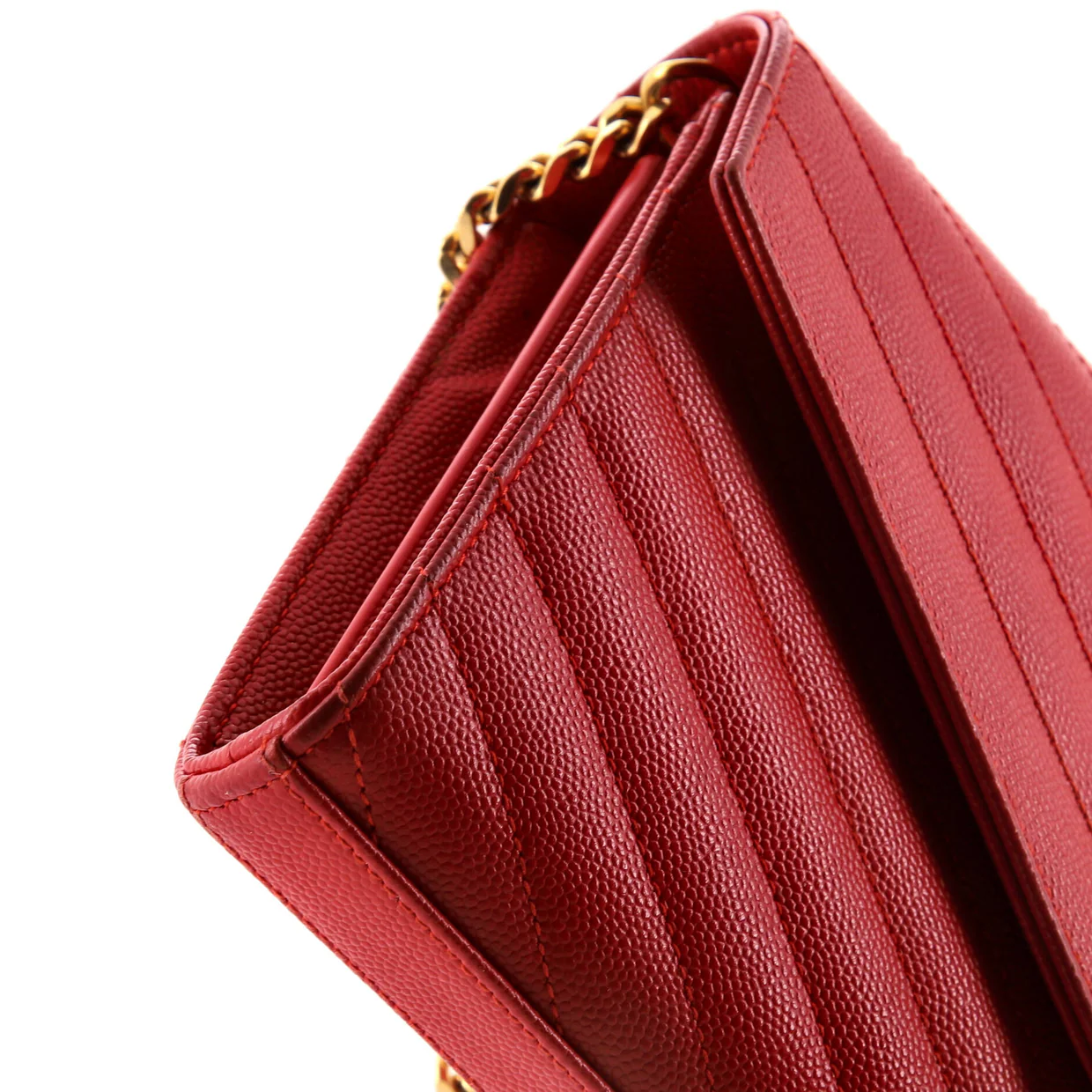 Classic Monogram Wallet on Chain Matelasse Chevron Leather Medium - Deep Luxury