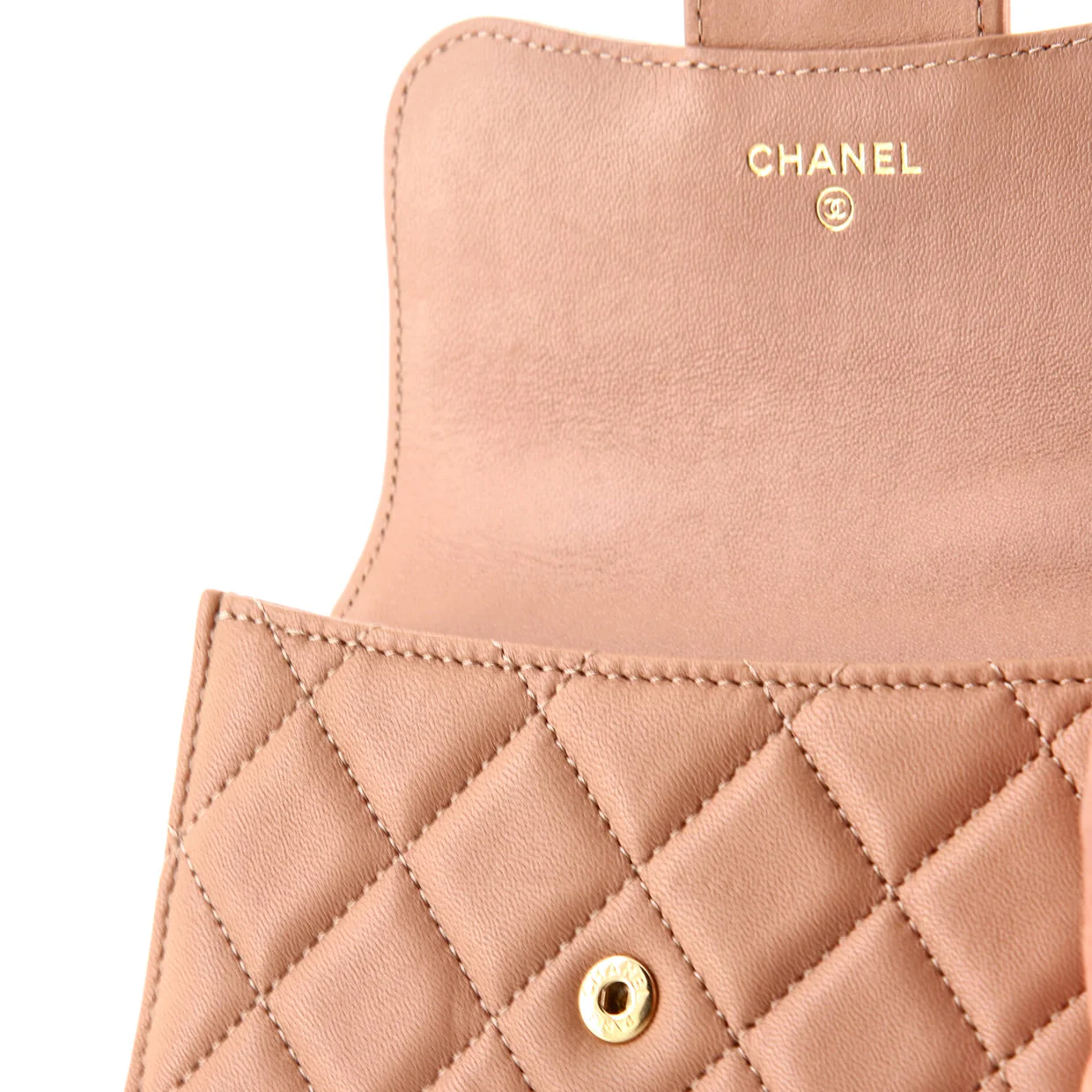 Top Handle Flap Coin Purse with Chain Quilted Lambskin - Deep Luxury