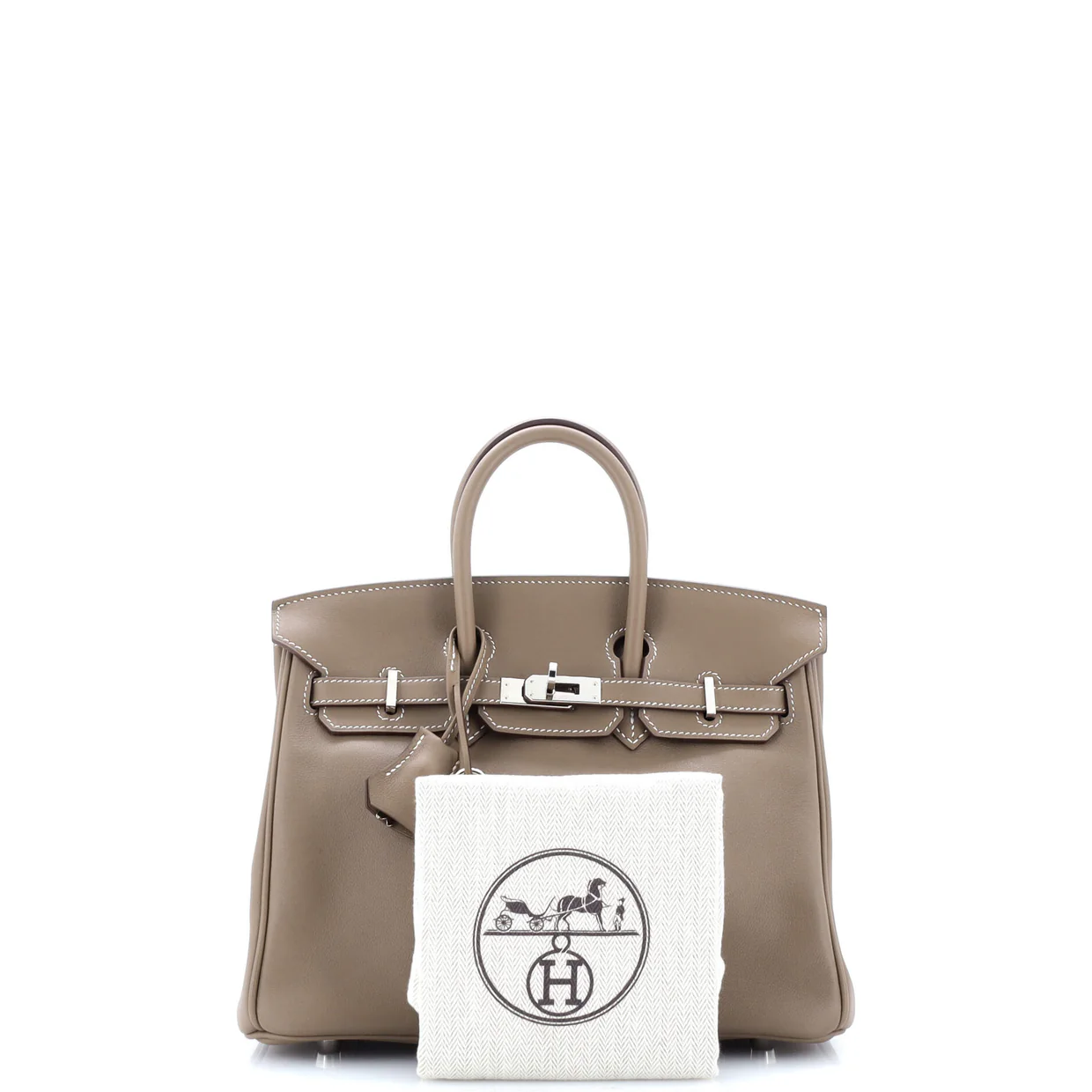 Birkin Handbag Grey Swift with Palladium Hardware 25 - Deep Luxury
