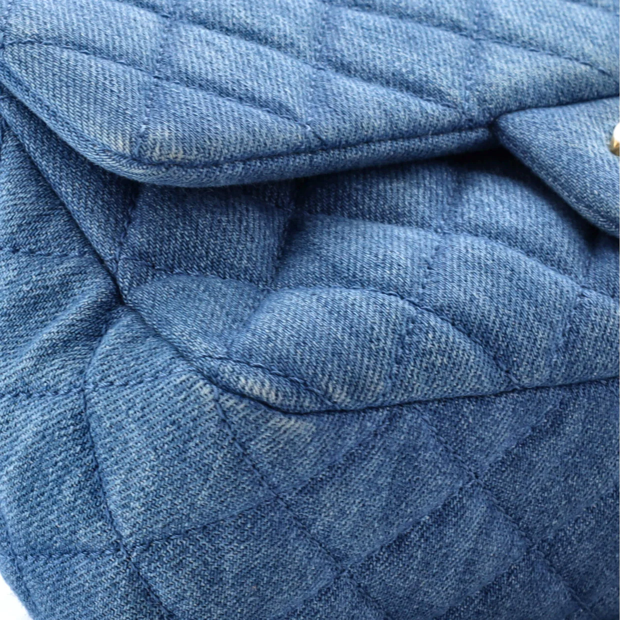 Pearl Crush Flap Bag Quilted Denim Mini - Deep Luxury