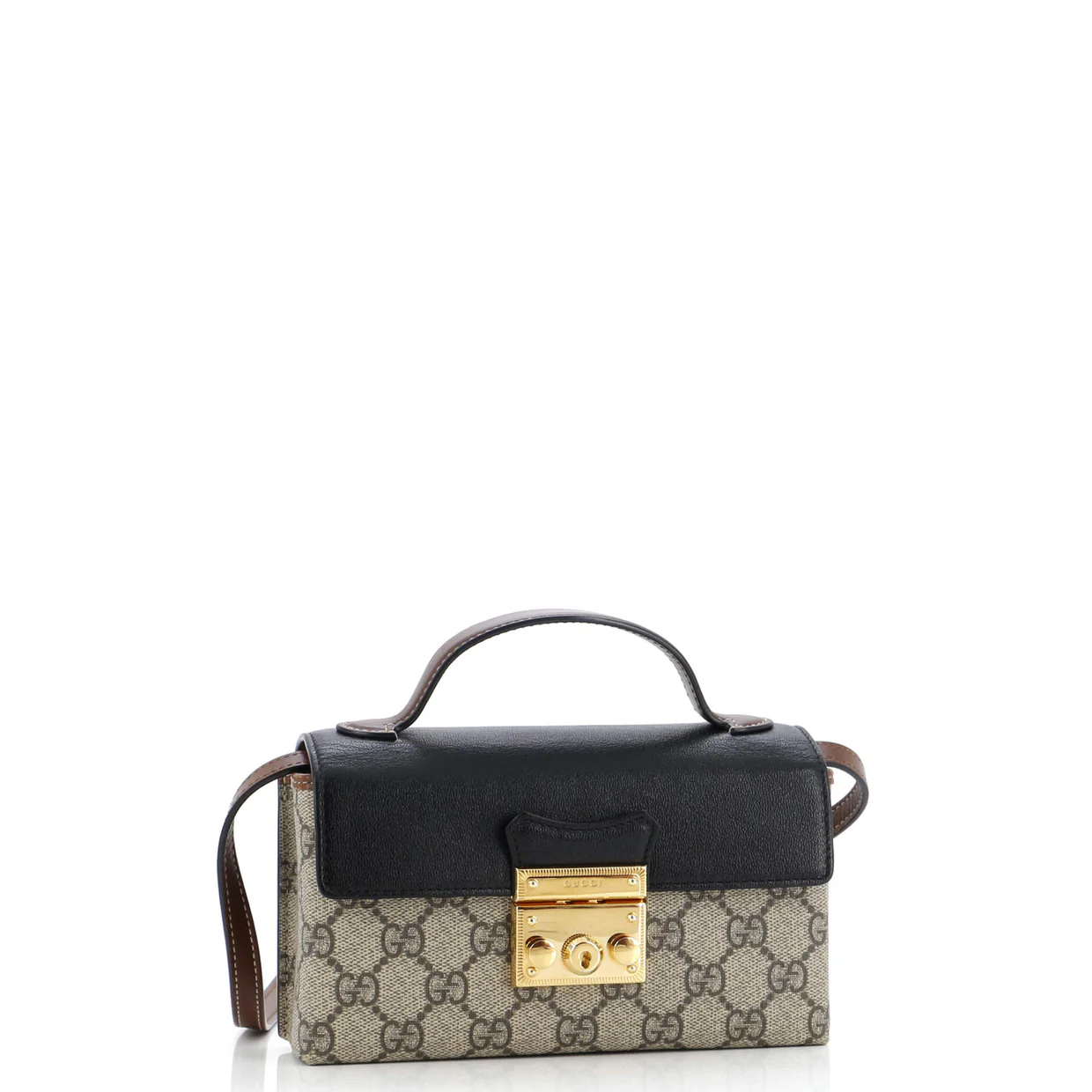 Padlock Top Handle Bag GG Coated Canvas and Leather Mini - Deep Luxury