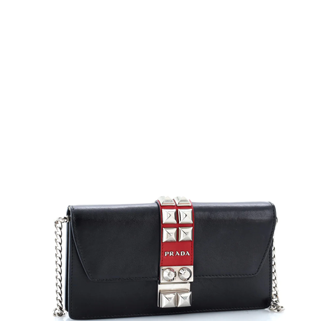 Elektra Wallet on Chain Studded Leather - Deep Luxury