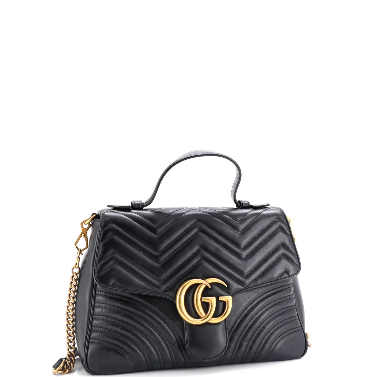 GG Marmont Top Handle Flap Bag Matelasse Leather Medium - Deep Luxury