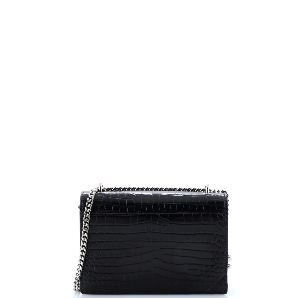 Sunset Chain Wallet Crocodile Embossed Leather - Deep Luxury