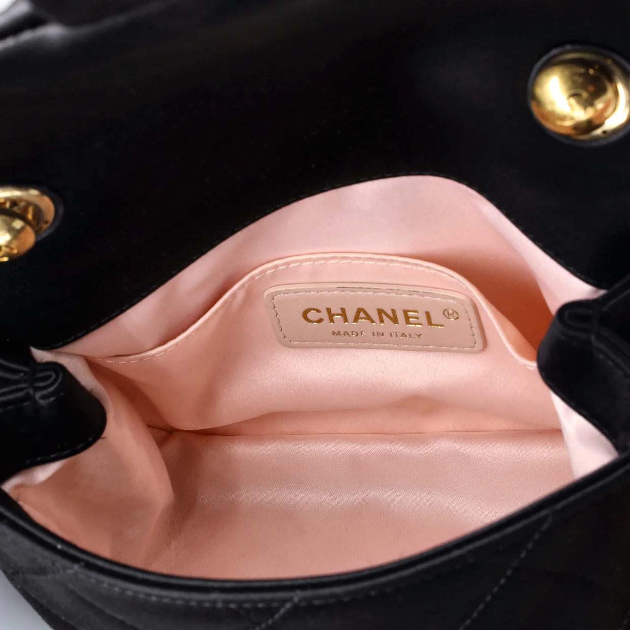 Oval Logo Chain Handle Flap Bag Quilted Satin with Crystals Mini - Deep Luxury