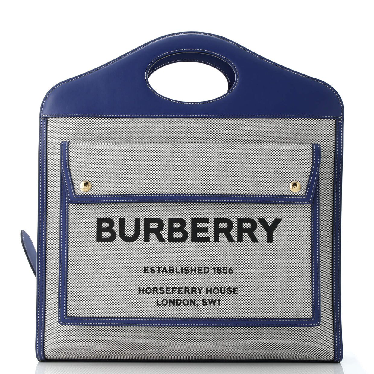 Logo Pocket Tote Canvas with Leather Medium - Deep Luxury