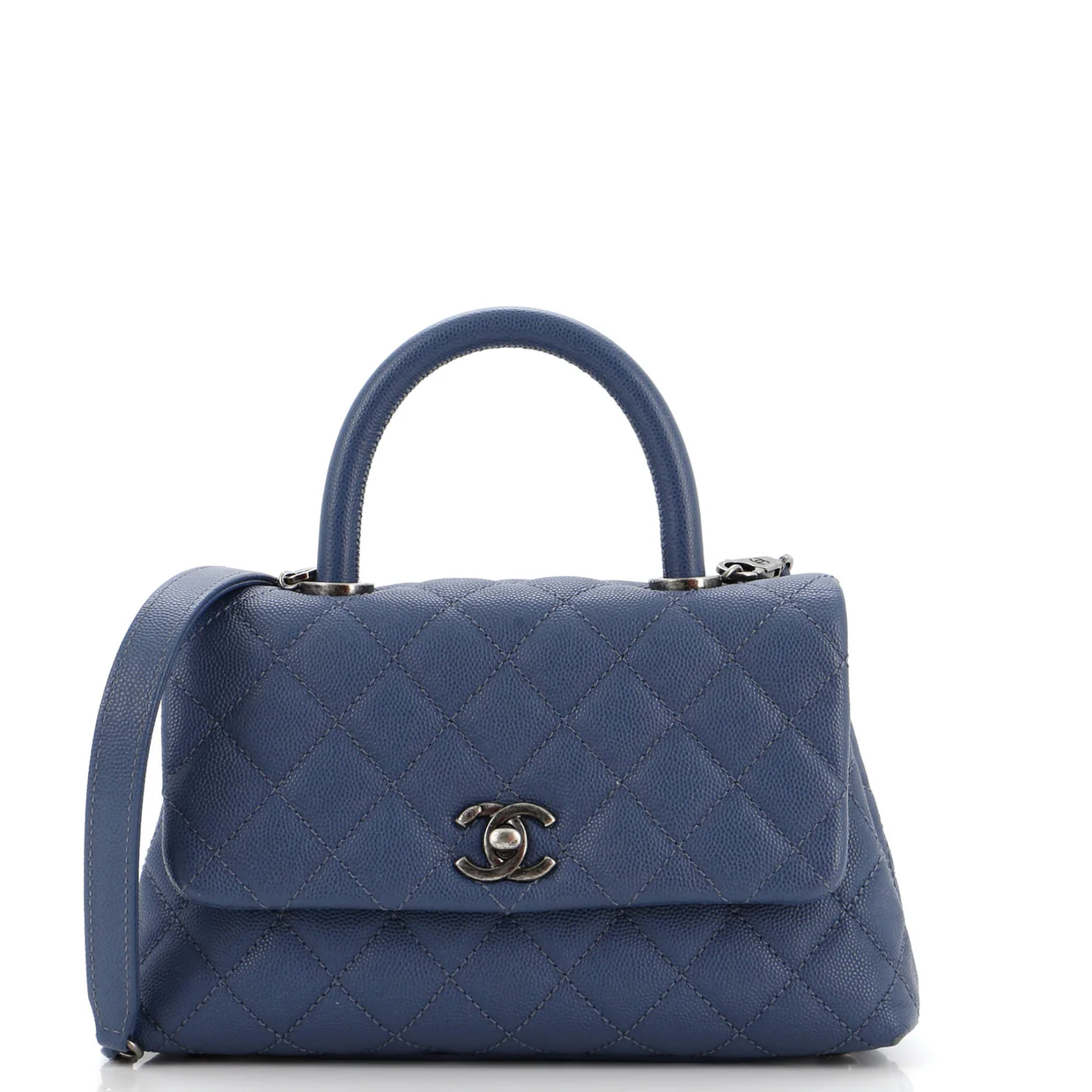 Coco Top Handle Bag Quilted Caviar Mini - Deep Luxury