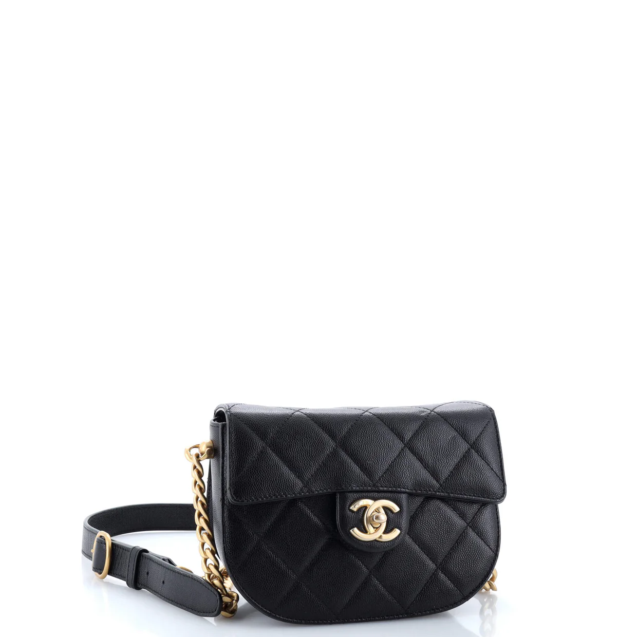 Moon Flap Messenger Bag Quilted Caviar Mini - Deep Luxury