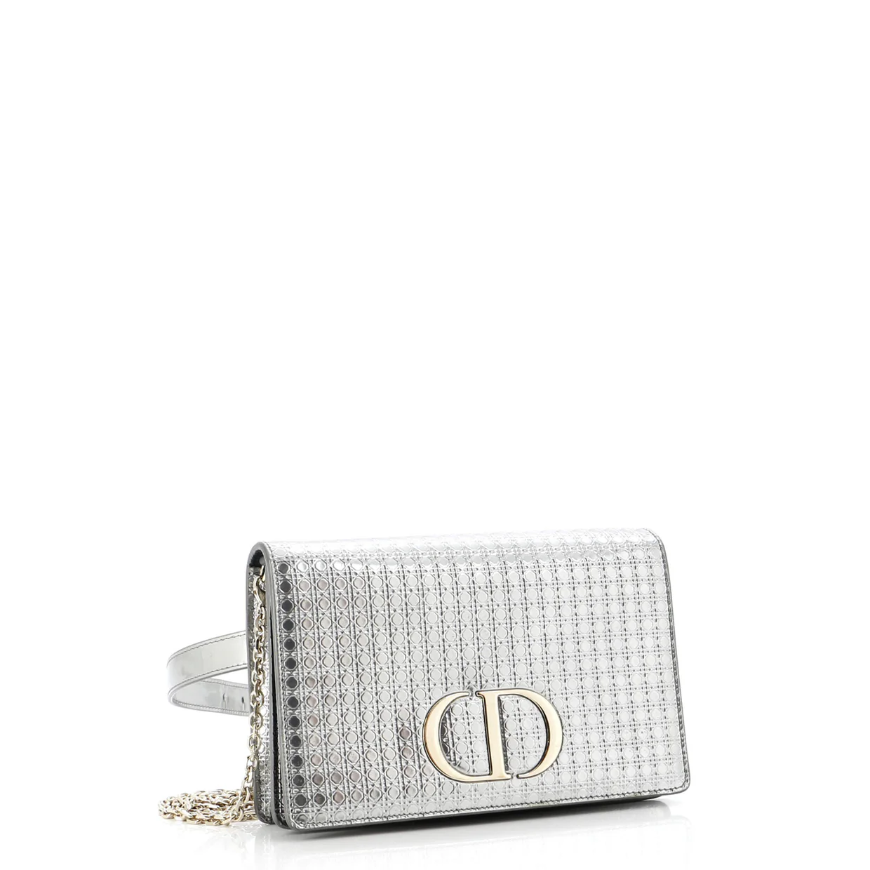 30 Montaigne 2-in-1 Pouch Micro Cannage Metallic Calfskin - Deep Luxury