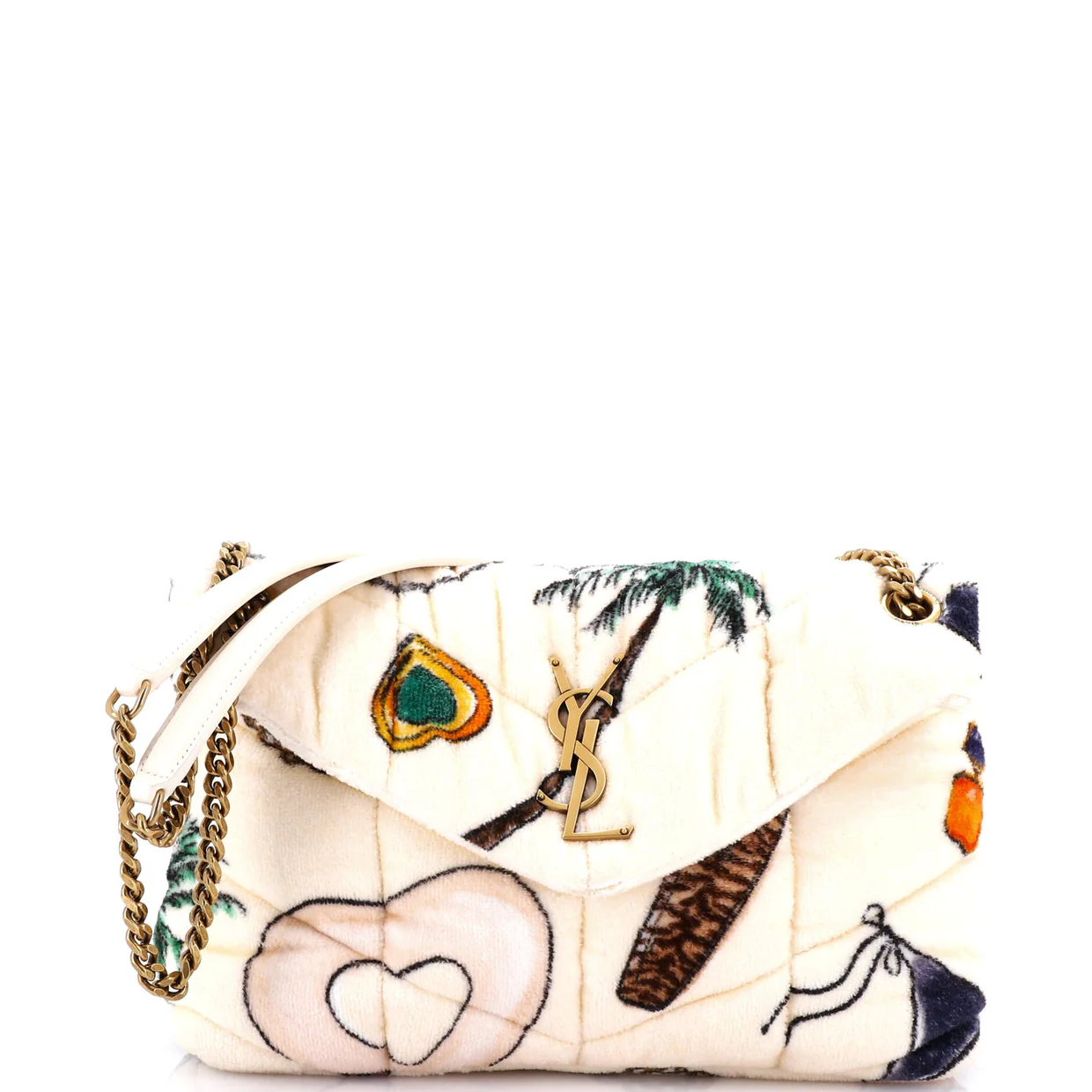 Loulou Puffer Shoulder Bag Quilted Printed Terry Cloth Small - Deep Luxury