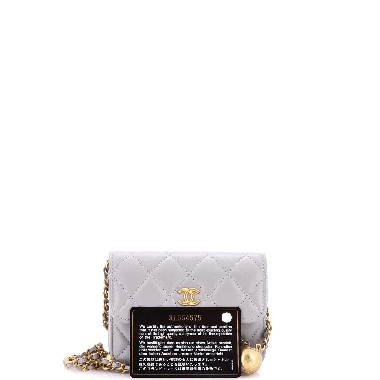 Pearl Crush Flap Clutch with Chain Quilted Lambskin Mini - Deep Luxury