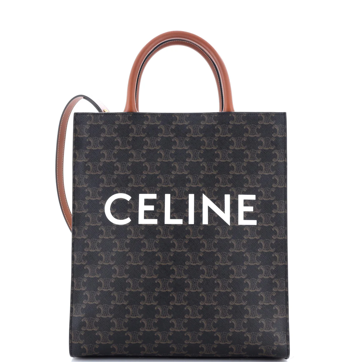 Vertical Cabas Tote Triomphe Coated Canvas Small - Deep Luxury